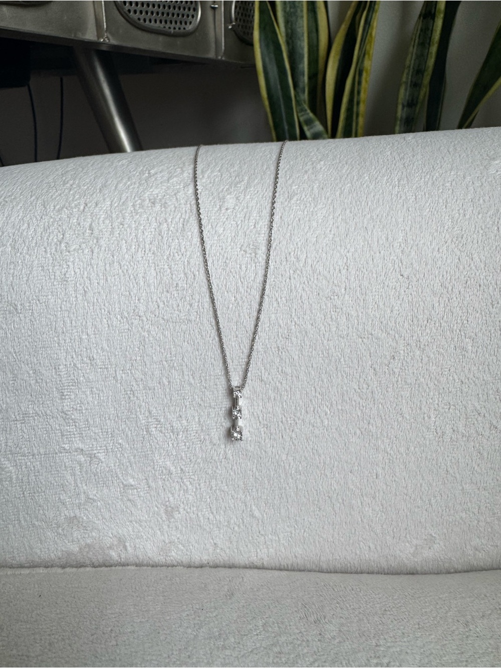Sterling Silver Cubic Zirconia Drop Pendant Necklace